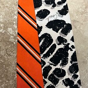 Coach Orange and Black Patterned Scarf